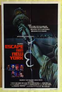 a271 ESCAPE FROM NEW YORK advance one-sheet movie poster '81 Lady Liberty!