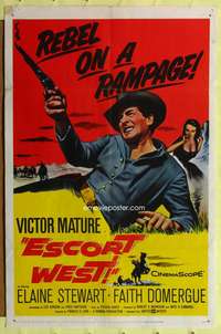 a274 ESCORT WEST one-sheet movie poster '59 Victor Mature, Elaine Stewart