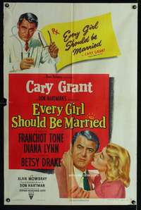 a279 EVERY GIRL SHOULD BE MARRIED one-sheet movie poster '48 Cary Grant