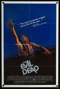 a283 EVIL DEAD one-sheet movie poster '82 Campbell, Sam Raimi classic!