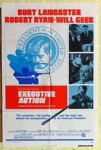 a286 EXECUTIVE ACTION one-sheet movie poster '73 Burt Lancaster, Ryan