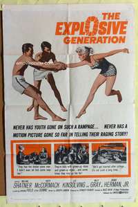 a292 EXPLOSIVE GENERATION one-sheet movie poster '61 early William Shatner