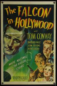 a299 FALCON IN HOLLYWOOD one-sheet movie poster '44 Tom Conway, Hale