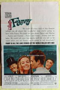 a308 FANNY one-sheet movie poster '61 Leslie Caron, Boyer, Chevalier