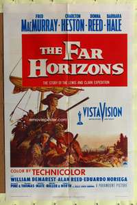 a312 FAR HORIZONS one-sheet movie poster '55 Charlton Heston, Lewis & Clark