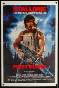 a322 FIRST BLOOD one-sheet movie poster '82 Sylvester Stallone as Rambo!