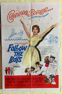 a334 FOLLOW THE BOYS one-sheet movie poster '63 Connie Francis sings!