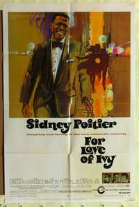 a340 FOR LOVE OF IVY one-sheet movie poster '68 art of Sidney Poitier!