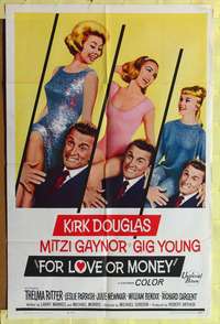 a341 FOR LOVE OR MONEY one-sheet movie poster '63 Kirk Douglas, Gaynor