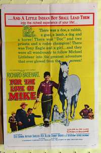 a343 FOR THE LOVE OF MIKE one-sheet movie poster '60 Indian boy & animals!