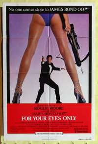 a344 FOR YOUR EYES ONLY one-sheet movie poster '81 Moore as James Bond!