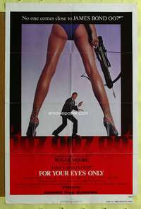 a345 FOR YOUR EYES ONLY advance one-sheet movie poster '81 Moore as James Bond!