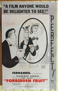a347 FORBIDDEN FRUIT one-sheet movie poster '59 Fernandel, Hirschfeld art!