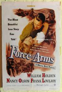 a348 FORCE OF ARMS one-sheet movie poster '51 William Holden, Nancy Olson