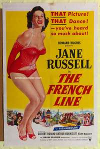 a359 FRENCH LINE one-sheet movie poster '54 super sexy Jane Russell!