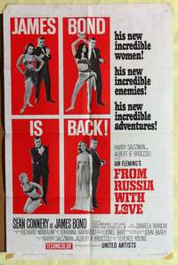a362 FROM RUSSIA WITH LOVE style B one-sheet movie poster '64 Connery as Bond