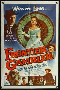 a363 FRONTIER GAMBLER one-sheet movie poster '56 win or lose, great image!