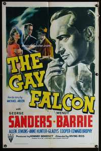 a369 GAY FALCON one-sheet movie poster '41 George Sanders, Wendy Barrie