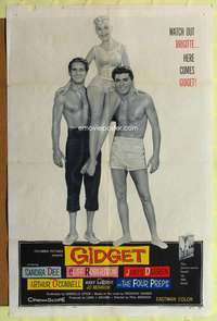 a372 GIDGET style A one-sheet movie poster '59 Sandra Dee, James Darren