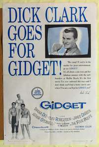 a373 GIDGET style B one-sheet movie poster '59 Sandra Dee, Dick Clark!