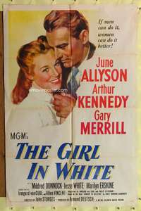 a377 GIRL IN WHITE one-sheet movie poster '52 June Allyson female doctor!