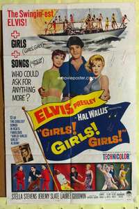 a378 GIRLS GIRLS GIRLS one-sheet movie poster '62 Elvis Presley, Stevens