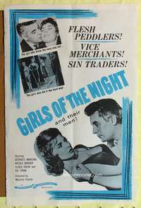 a379 GIRLS OF THE NIGHT one-sheet movie poster '59 sexy flesh peddlers!