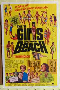 a380 GIRLS ON THE BEACH one-sheet movie poster '65 The Beach Boys!