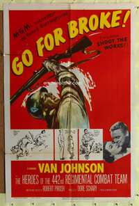 a387 GO FOR BROKE one-sheet movie poster '51 Van Johnson, World War II