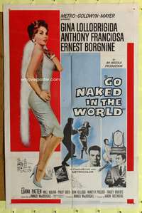 a388 GO NAKED IN THE WORLD one-sheet movie poster '61 sexy Lollobrigida!