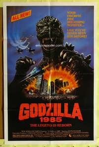 a389 GODZILLA 1985 one-sheet movie poster '84 Japanese rubbery monster!
