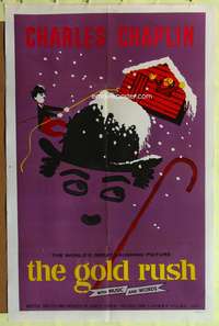 a393 GOLD RUSH one-sheet movie poster R59 Charlie Chaplin classic!