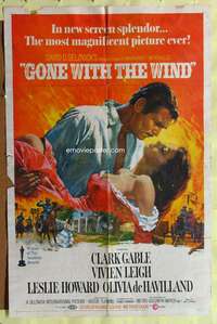 a396 GONE WITH THE WIND one-sheet movie poster R68 Clark Gable, Leigh