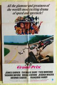 a407 GRAND PRIX one-sheet movie poster '67 James Garner, car racing!