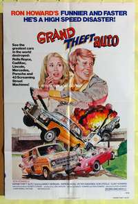 a409 GRAND THEFT AUTO one-sheet movie poster '77 Ron Howard, John Solie art