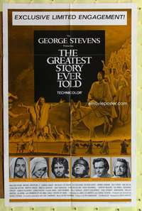 a413 GREATEST STORY EVER TOLD one-sheet movie poster '65 George Stevens
