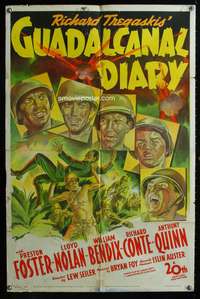 a415 GUADALCANAL DIARY one-sheet movie poster '43 cool stone litho image!