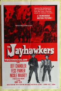 a500 JAYHAWKERS one-sheet movie poster '59 Jeff Chandler, Fess Parker