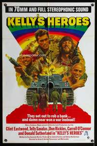 a508 KELLY'S HEROES int'l one-sheet '70 Clint Eastwood, Telly Savalas, Rickles, Sutherland, WWII!