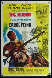 a513 KIM one-sheet movie poster '50 Errol Flynn, Lukas, Rudyard Kipling