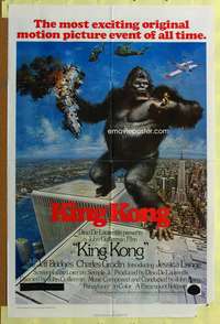 a515 KING KONG one-sheet movie poster '76 BIG Ape, Jessica Lange
