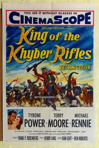 a516 KING OF THE KHYBER RIFLES one-sheet movie poster '54 Tyrone Power