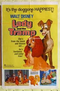 a528 LADY & THE TRAMP one-sheet movie poster R72 Walt Disney classic!