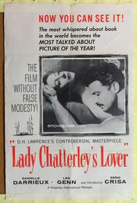 a529 LADY CHATTERLEY'S LOVER one-sheet movie poster '57 Danielle Darrieux