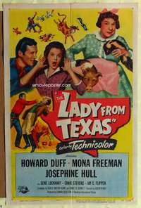 a530 LADY FROM TEXAS one-sheet movie poster '51 Howard Duff, Mona Freeman