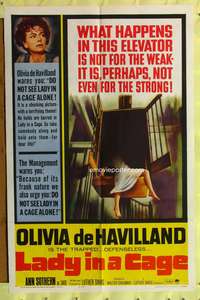 a531 LADY IN A CAGE one-sheet movie poster '64 Olivia de Havilland, Caan