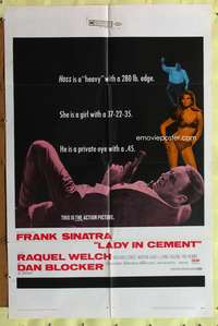 a532 LADY IN CEMENT one-sheet movie poster '68 Frank Sinatra, sexy Raquel!