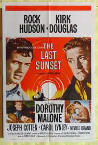 a544 LAST SUNSET one-sheet movie poster '61 Rock Hudson, Kirk Douglas