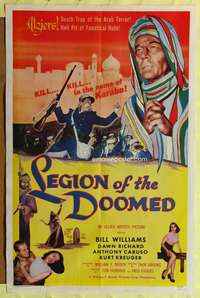 a549 LEGION OF THE DOOMED one-sheet movie poster '58 Arab fanatical hate!
