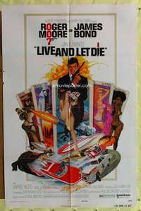 a558 LIVE & LET DIE one-sheet movie poster '73 Roger Moore as James Bond!